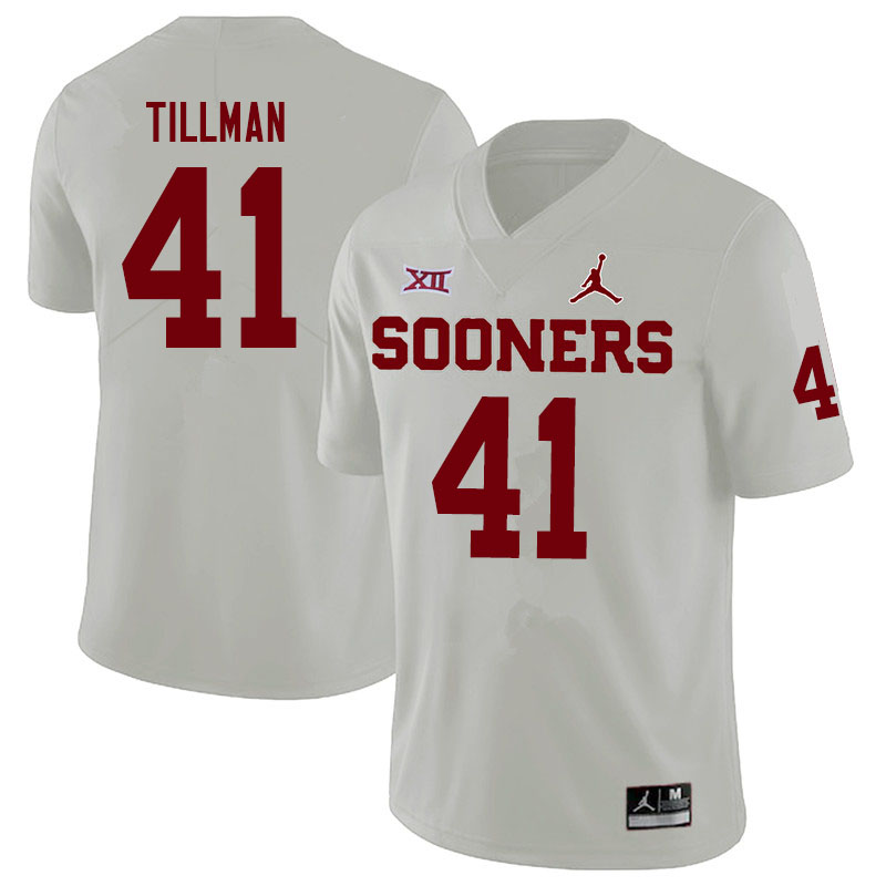 Men #41 Coby Tillman Oklahoma Sooners Jordan Brand College Football Jerseys Sale-White - Click Image to Close